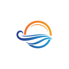 Sun and wave logo vector