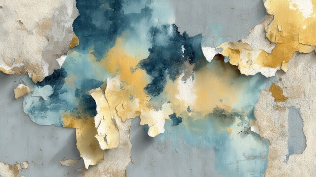 Abstrait aqueux en bleu, or et gris