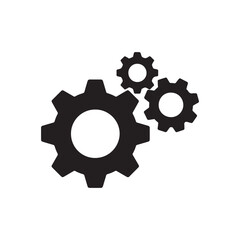 Cogwheel Group Black Vector Icon – Gear Set Simple Glyph Web Symbol on White Background