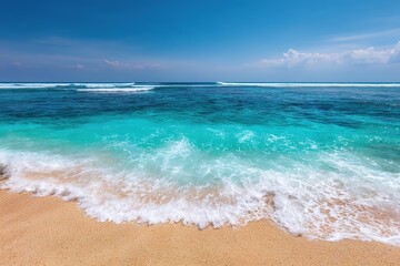 Tropical Beach Scene With Turquoise Water And Golden Sand