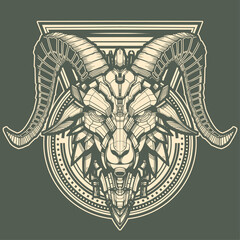 Geometric Ram Head Illustration 