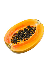 Ripe halved papaya fruit in close-up view, tropical exotic fruit background, healthy diet concept transparent png