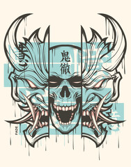 Oni Skull Mask Illustration 