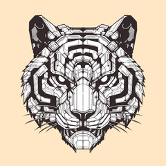 Cyberpunk Mechanical Tiger Portrait 