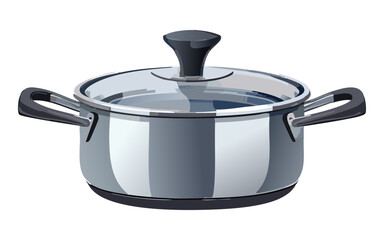 sleek silver cooking pot - vector illustration