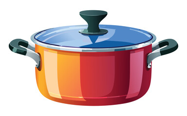 colorful kitchen saucepan for home cooking - vector illustration