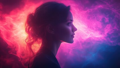 Silhouette of a woman in vibrant light