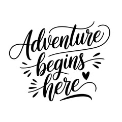Adventure Begins Here. Baby Boy Quotes Vector Design Isolated on White Background
