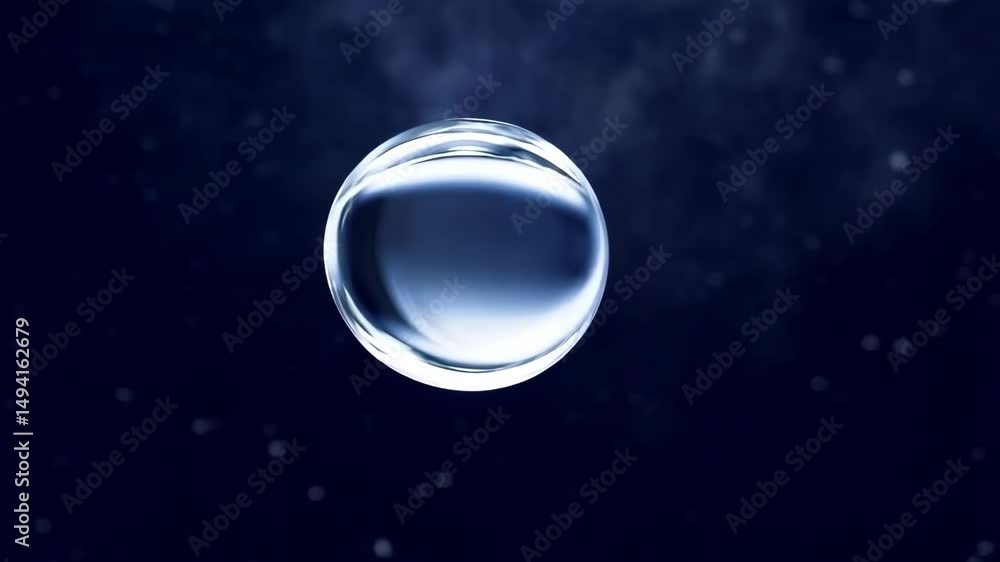 Aufkleber a futuristic concept featuring a sleek, translucent sphere floating in a dark, starry space, with su