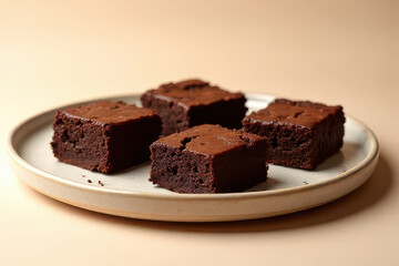 Tempting Chocolate Brownies: Elegant Fine Dining Photography with Moody Low Key Radiance