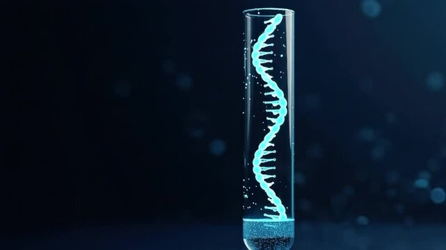 Clear glass test tube with spiraling bubbles and water, showcasing fluid dynamics in a scientific setting 4k video footage