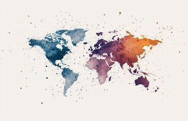 Abstract World Map, Geometric Design with Connection Lines for Global Business