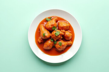 Delicious Chicken Tikka Masala on Minimalist White Plate, Clean Food Photography Style