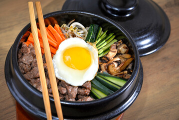 Bibimbap, a Korean mixed rice bowl