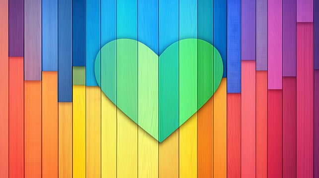 Colorful heart on rainbow-hued planks - Powered by Adobe