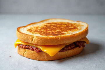 Delicious Grilled Cheese Sandwich on Rustic Kitchen Table - Clean Food Photography Style