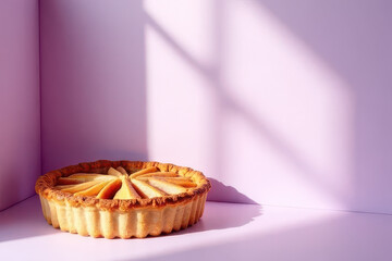 Cozy Apple Pie Photography: Softbox Lighting, Lilac Background, High-Resolution Food Images