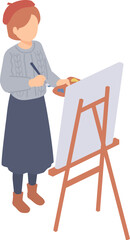 絵を描く女性のアイソメトリックイラスト