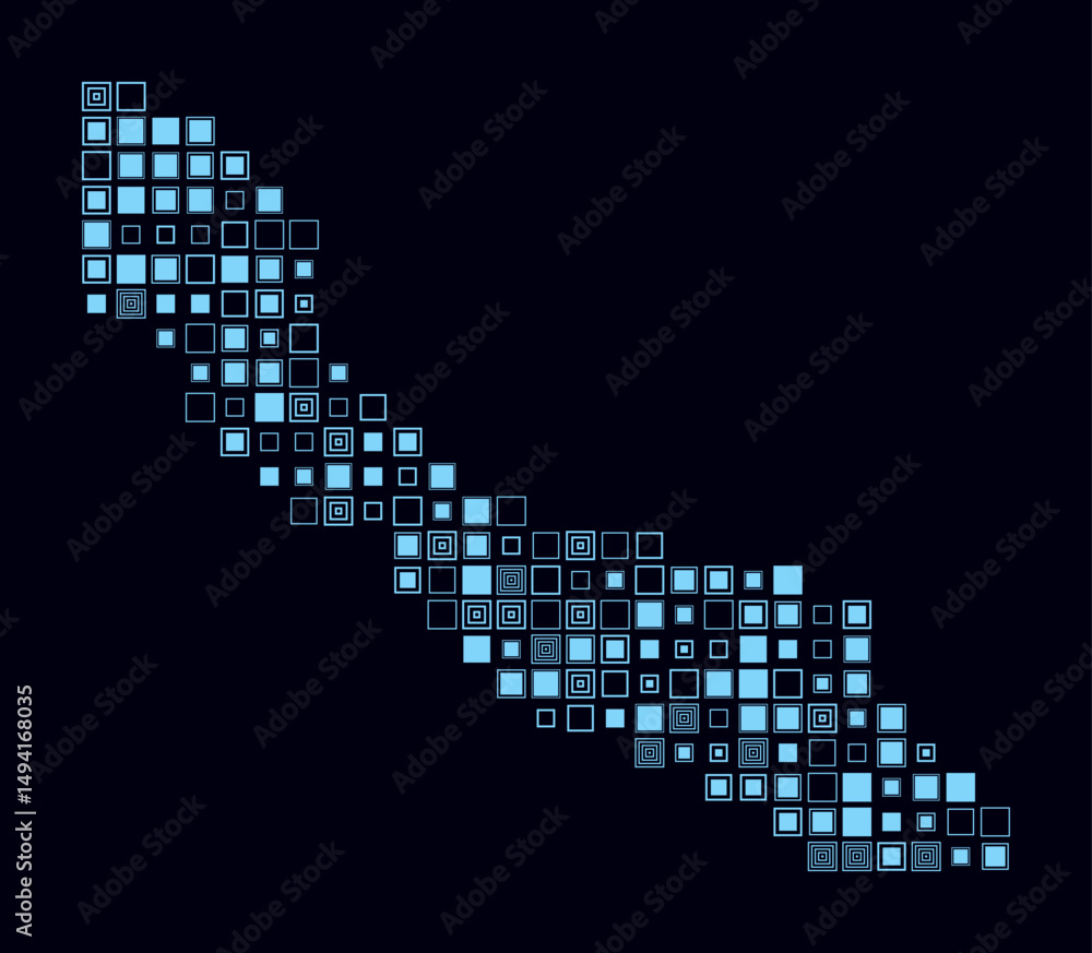 Poster curacao, shape of the country build of colored cells. digital style map of the curacao on dark backg