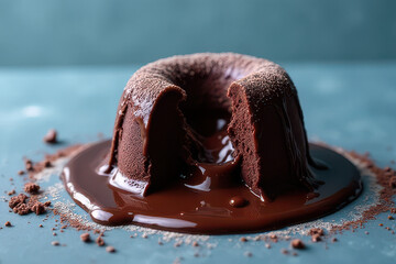 Tempting Chocolate Lava Cake in Industrial Café Vibe: Clean Food Photography with Studio Glow