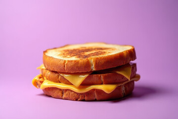Moody Grilled Cheese Sandwich Photography: Soft Lilac Background, Low Key Radiance, High Resolution Food Image
