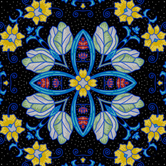 Mandala ornament with batik style motif