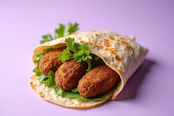 Tempting Falafel Wrap in Elegant Fine Dining Setting, Clean Food Photography Style