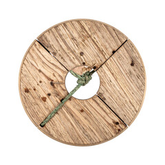 Wooden spool with rope