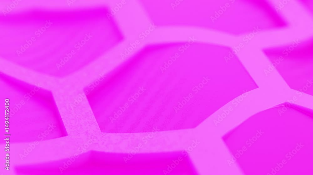Poster abstract geometric pattern in vivid pink with hexagonal shapes and lines