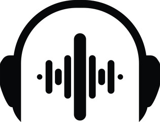 Stylish Headphones Icon with Audio Waves. EPS-10.