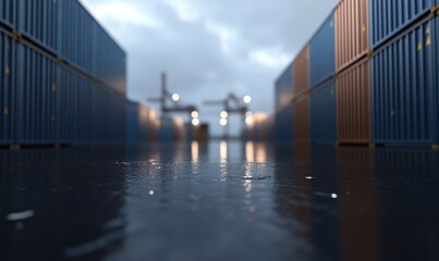 Conteneurs portuaires sous un ciel nuageux