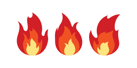 Hand drawn fire icons. Fire Flames Icons Vector Set. Hand Drawn Doodle Sketch Fire, Black and White Drawing. Simple fire symbol.