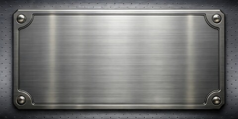 Detailed rendering of a metal plate with intricate details on a gray background, showcasing the texture and shine of the metal , product rendering, metallic finish