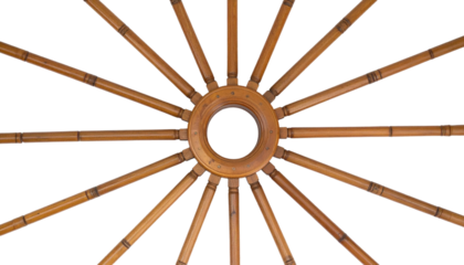 Wooden spokes in a wheel