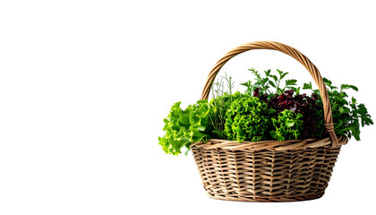 Basket of fresh herbs and lettuce