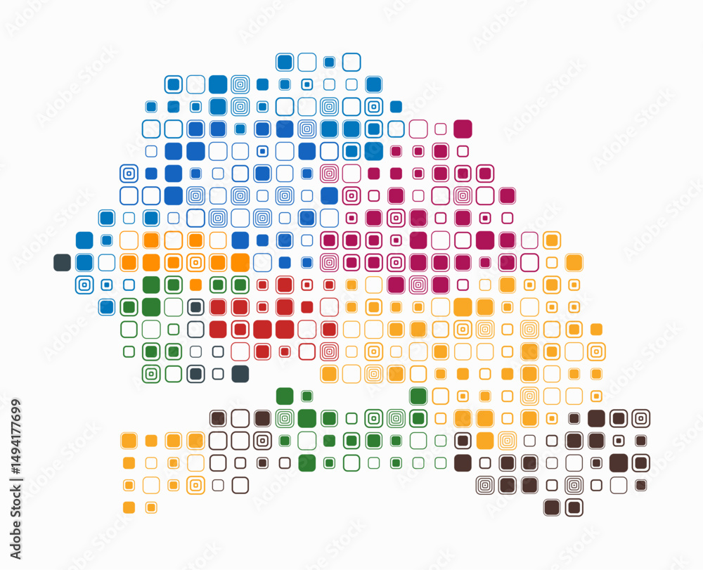 Aufkleber senegal, shape of the country build of colored cells. digital style map of the senegal on white back