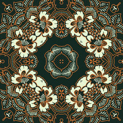 Mandala ornament with batik style motif