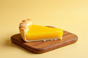 Tempting Lemon Tart on Wooden Cutting Board: Clean Food Photography with Reflector Fill Light