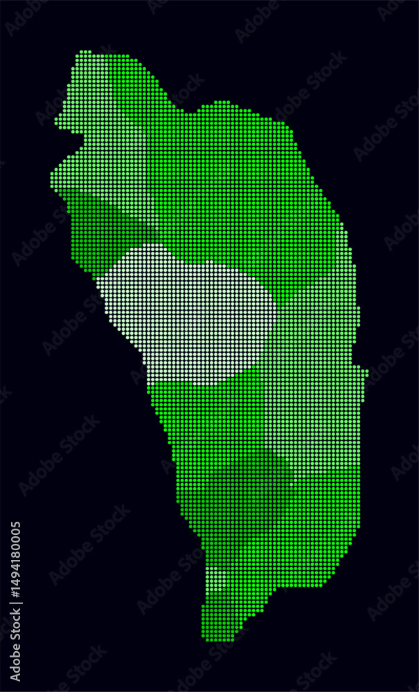 Aufkleber dominica dotted map. digital style map of the country on dark background. dominica shape with circle