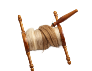 Wooden yarn swift with wool