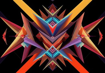 Abstract geometric shapes with vibrant colors on black background