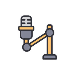 Isolated Professional Microphone With Adjustable Arm On A Transparent Layer