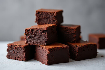 Tempting Chocolate Brownies in Industrial Café Vibe Corner - Clean Food Photography Style