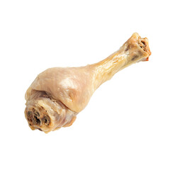 a chicken leg is shown on a white background