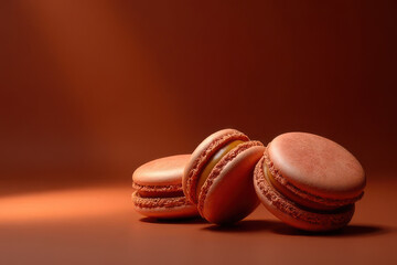Moody Food Photography: Tempting Macarons on Terracotta Background with Sunset Light