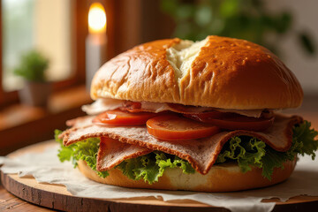 Tempting Turkey Club Sandwich in Cozy Window Light Corner