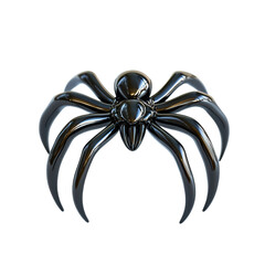 a black spider brooch with a skull on it