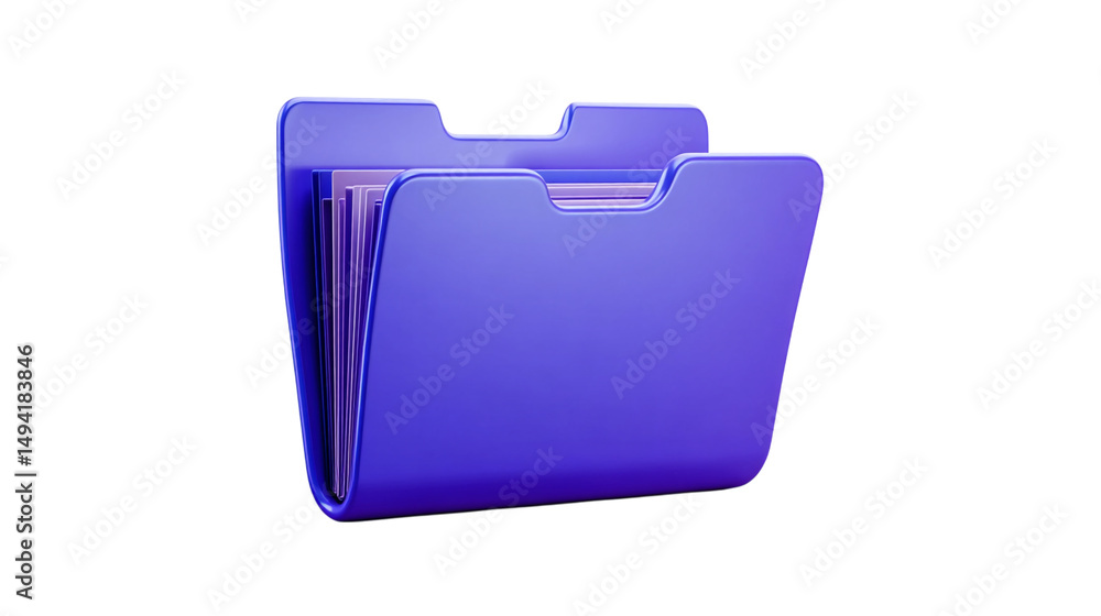 Poster purple folder icon file management data storage document organization business information digital a