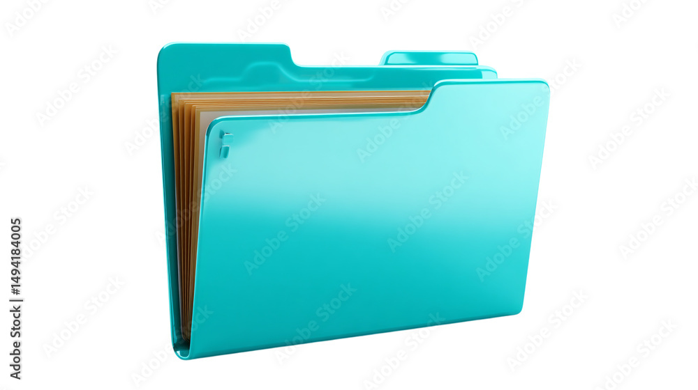 Poster stock photo of blue folder with documents for file management and data organization for business use
