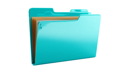 Stock photo of blue folder with documents for file management and data organization for business use on transparent background